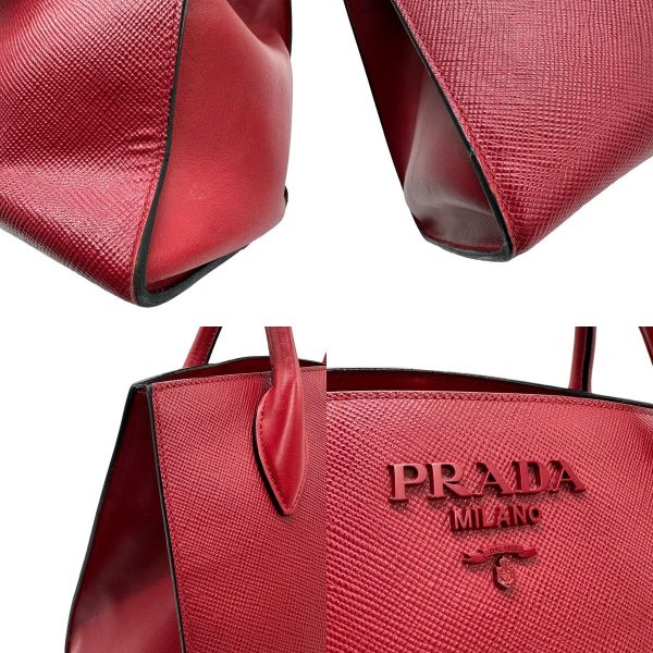 3 Prada Shoulder Bag Handbag Leather Red