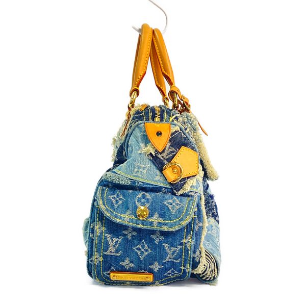 3 Louis Vuitton Monogram Handbag Denim Patchwork Speedy 30 Blue