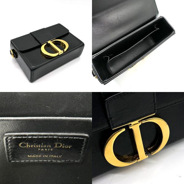 3 Christian Dior Crossbody Shoulder Bag 30 Montaigne Leather Black