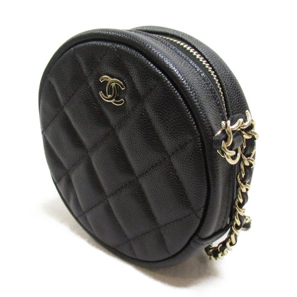 3 Chanel Matelasse Chain Shoulder Bag Caviar Skin Black