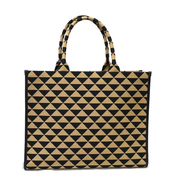 3 Prada Triangolo Jacquard Tote Bag Beige