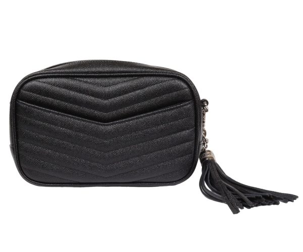 3 Saint Laurent Paris Mini Chain Shoulder Bag Leather Black