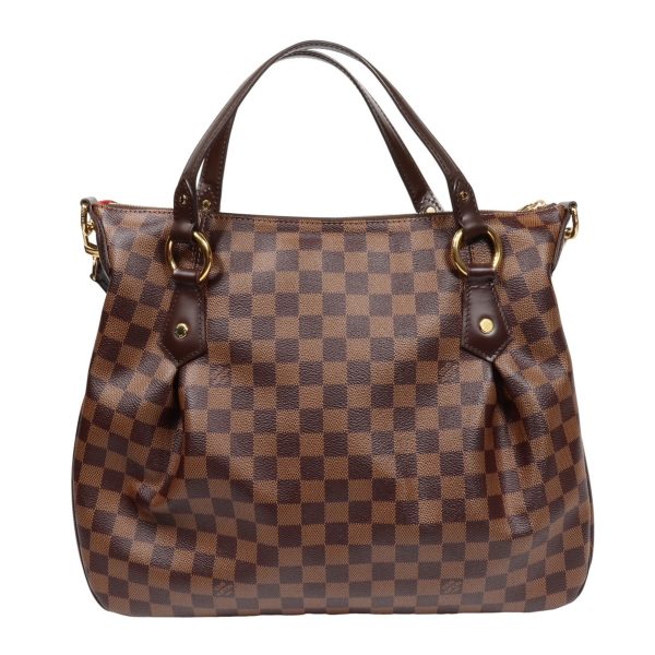 3 Louis Vuitton Evora MM Handbag Damier Ebene Leather Brown