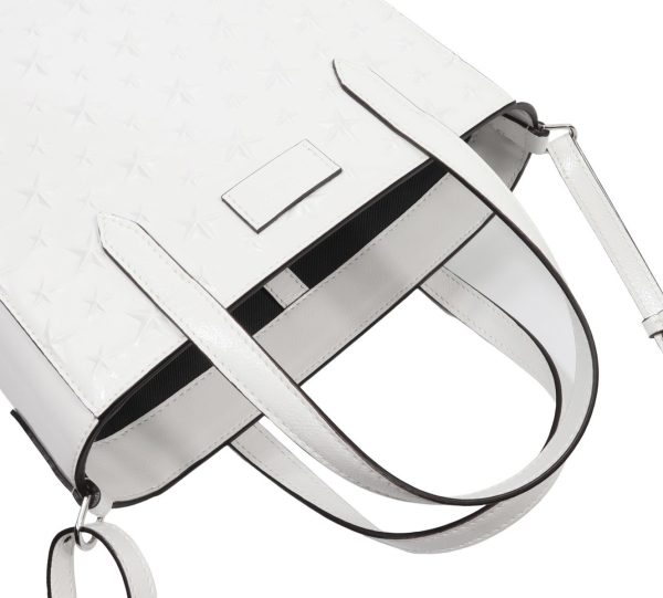 3 Jimmy Choo Shoulder Bag Patent Leather Embossed Mini White