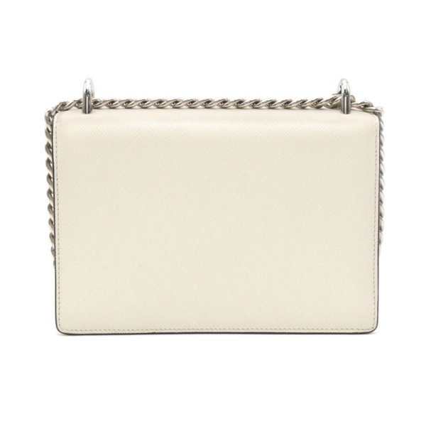 3 Prada Saffiano Chain Leather Shoulder Bag White