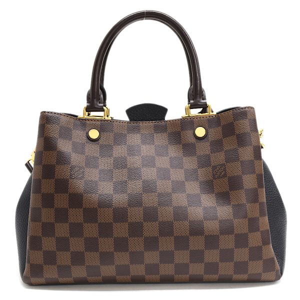 3 Louis Vuitton Brittany 2way Handbag Shoulder Damier Ebene Brown