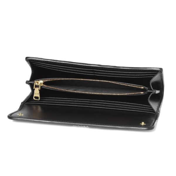 31777 3 Miu Miu Matelasse Bifold Long Wallet Leather Nero Black