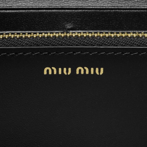 31777 4 Miu Miu Matelasse Bifold Long Wallet Leather Nero Black