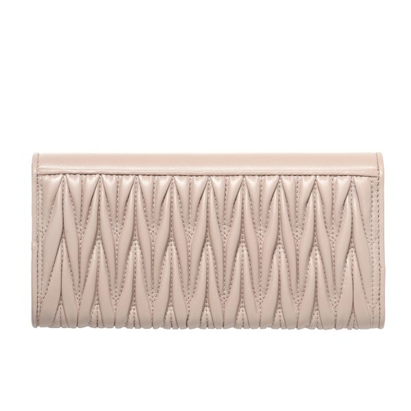 31778 2 Miu Miu Matelasse Nappa Bifold Long Wallet Leather Pink