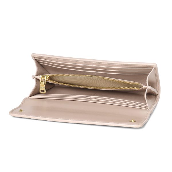 31778 3 Miu Miu Matelasse Nappa Bifold Long Wallet Leather Pink