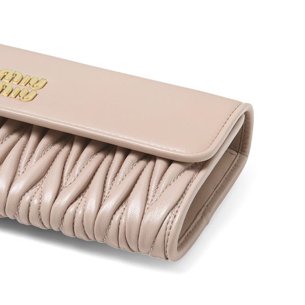 31778 5 Miu Miu Matelasse Nappa Bifold Long Wallet Leather Pink