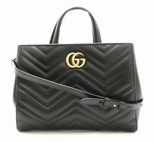 31811244 GUCCI GG Marmont Quilted Leather Shoulder Bag Black