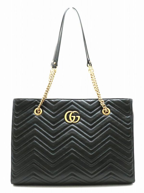 31841077 GUCCI GG Marmont Quilted Leather Shoulder Bag Black
