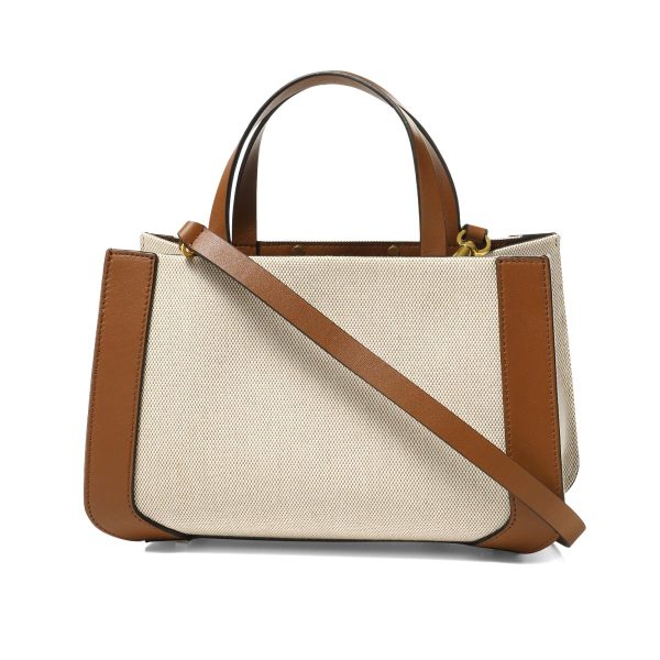 32387 2 Valentino Womens Shoulder Bag Small Canvas Tote Bag BeigeBrown