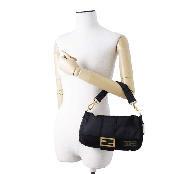 4 Fendi Body Bag Bucket Nylon Handbag Black