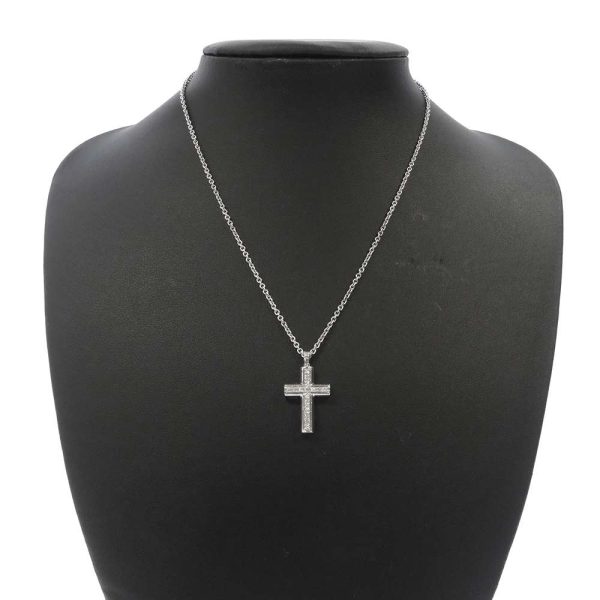 4 Bvlgari Necklace Latin Cross Diamond K18wg White Gold