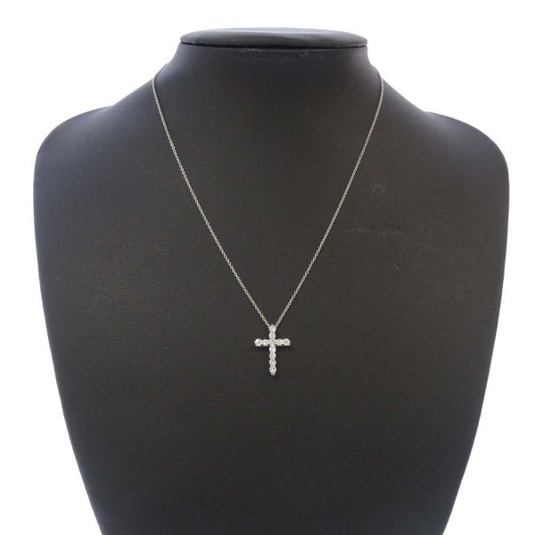 4 Tiffany Necklace Cross Small Diamond Pt950 Platinum