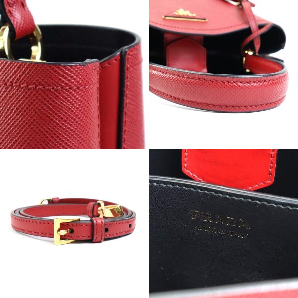 4 Prada Handbag Shoulder Bag Leather Red