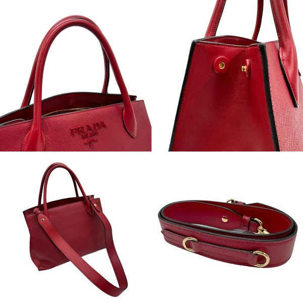 4 Prada Shoulder Bag Handbag Leather Red