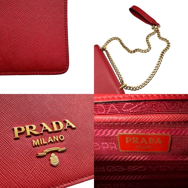 4 Prada Shoulder Bag Leather Red