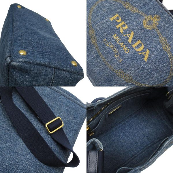 4 Prada Handbag Shoulder Bag Denim Blue