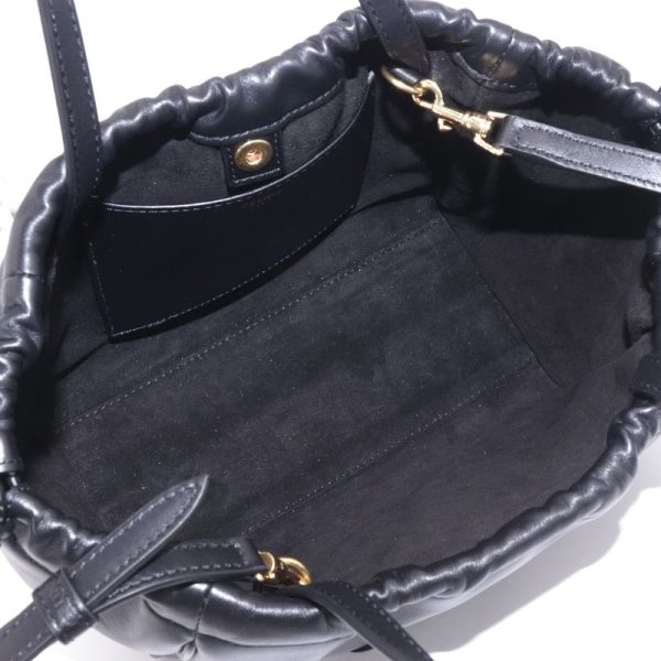 4 Celine Small Cabas Drawstring Cuir Triomphe Leather 2 way Bag Handbag Black