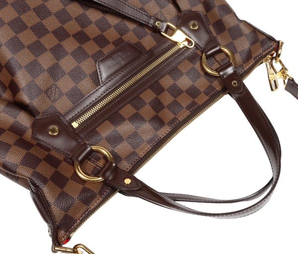 4 Louis Vuitton Evora MM Handbag Damier Ebene Leather Brown