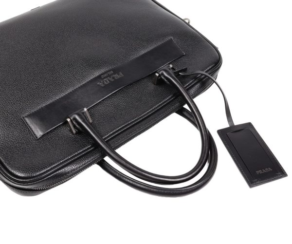 4 Prada Business Bag Briefcase Leather Black