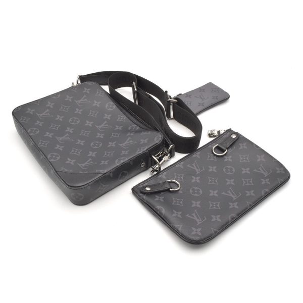 4 Louis Vuitton Trio Messenger Monogram Eclipse Canvas Crossbody BlackGray