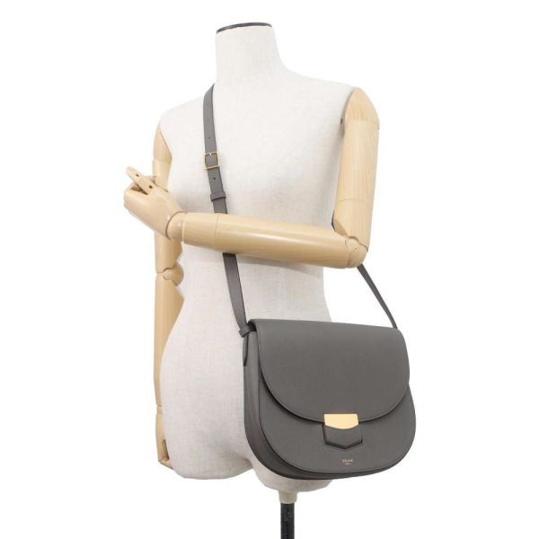 4 Celine Trotter Medium Shoulder Bag Leather Gray