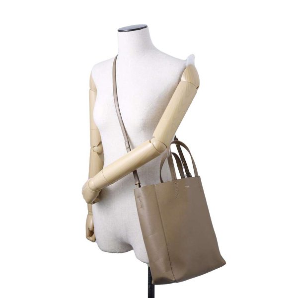 4 Celine Vertical Cabas Small Tote Bag Leather Beige