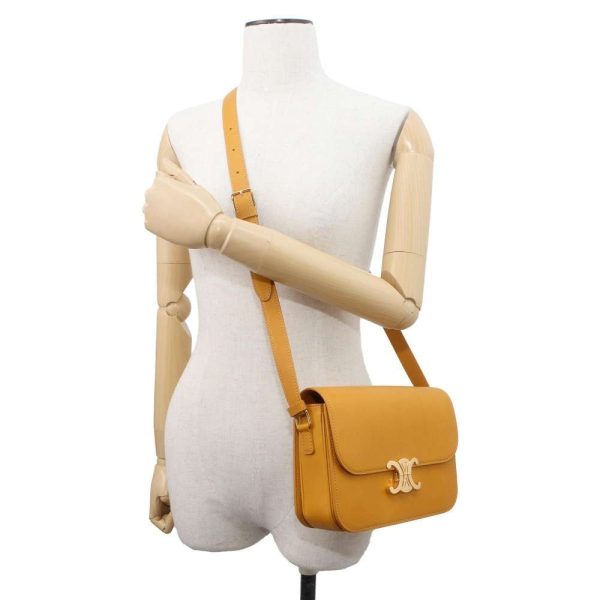 4 Celine Shoulder Bag Triomphe Medium Leather Yellow