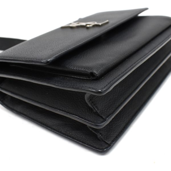 5 Saint Laurent Medium Shoulder Bag Clutch Bag Leather Black