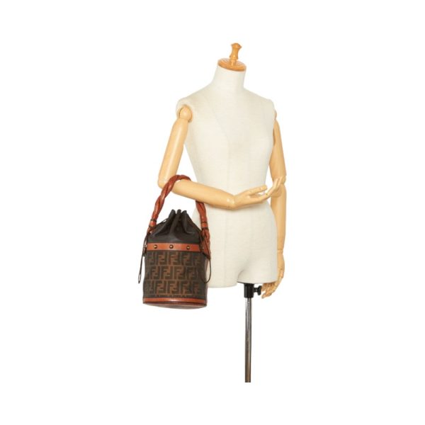 5 Fendi Zucca Bucket Handbag Shoulder Bag BrownBlack