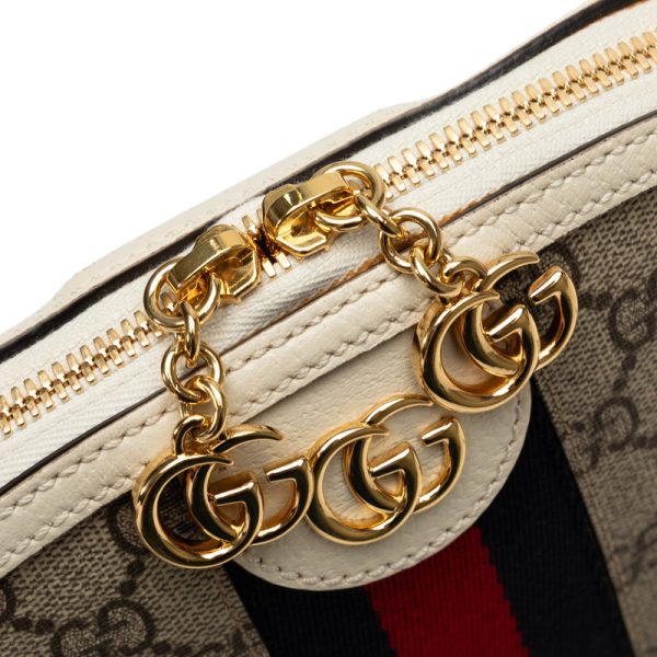 5 Gucci Ophidia GG Supreme Sherry Line Shoulder Bag White Red