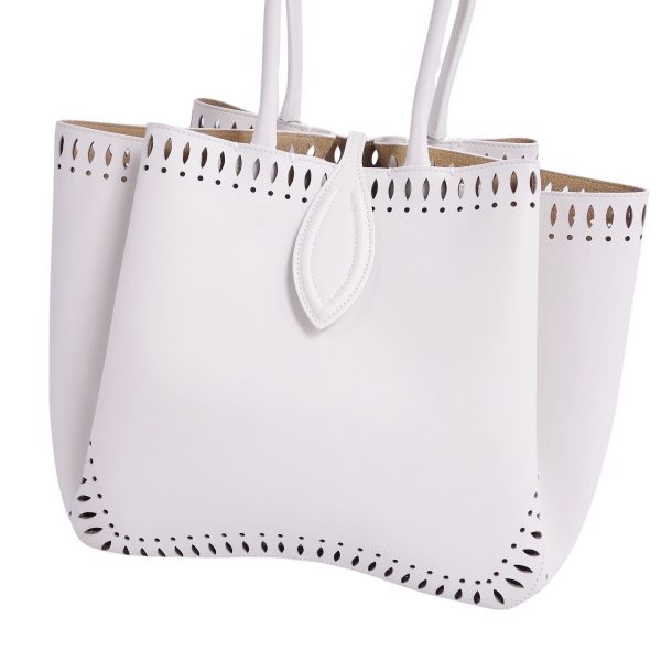 5 Alaia Handbag Tote Bag Angele 25 Calf Leather White
