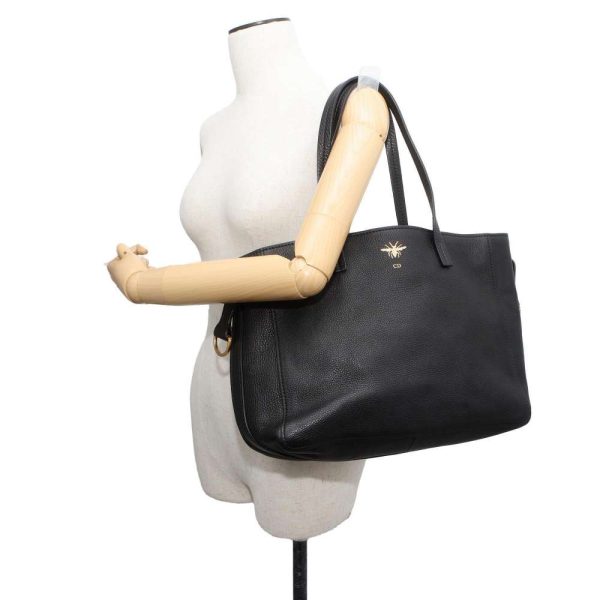 5 Christian Dior Tote Bag Leather Black