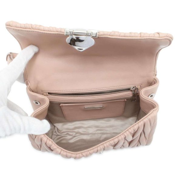 5 Miu Miu Shoulder Bag Matelasse Leather Pink Beige