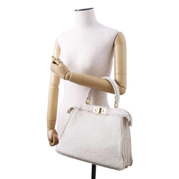 5 Fendi Handbag Peekaboo Medium 2way Shoulder Bag White