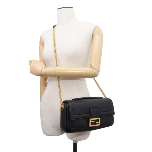 5 Fendi Chain Shoulder Bag Bucket Leather Crossbody Black