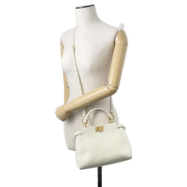 5 Fendi Handbag Mini Python 2way Shoulder Bag White