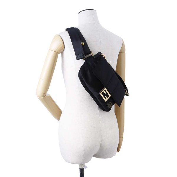 5 Fendi Body Bag Bucket Nylon Handbag Black