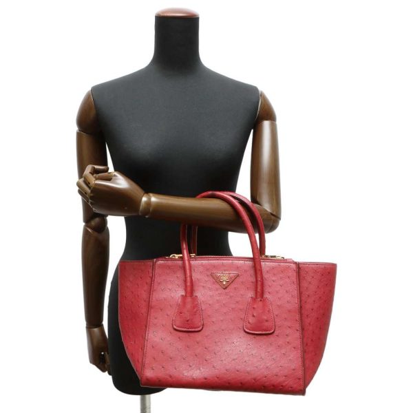 5 Prada Handbag Ostrich Shoulder Bag bordeaux