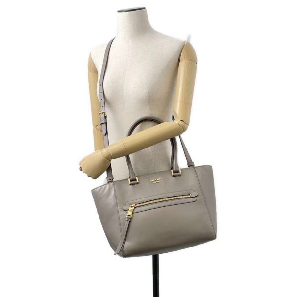 5 Prada Tote Bag Logo Leather Gray