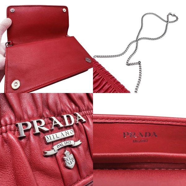 5 Prada Crossbody Shoulder Bag Leather Redsilver