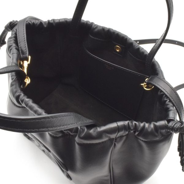 5 Celine Small Cabas Drawstring Cuir Triomphe Smooth Calfskin 2 Way Bag Black