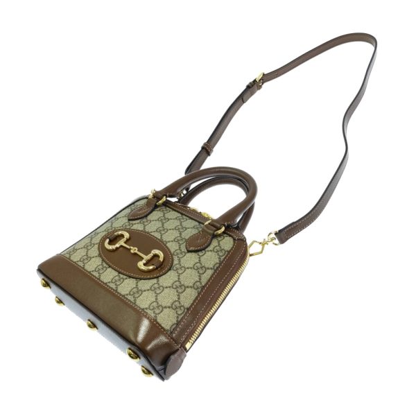 5 Gucci GG Supreme Horsebit 1955 Mini Top Handbag Canvas Brown