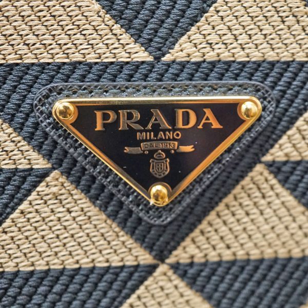 5 Prada Triangolo Jacquard Tote Bag Beige