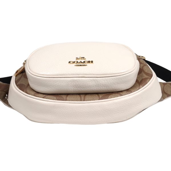 5 Coach Signature Waist Bag Leather KhakiWhite