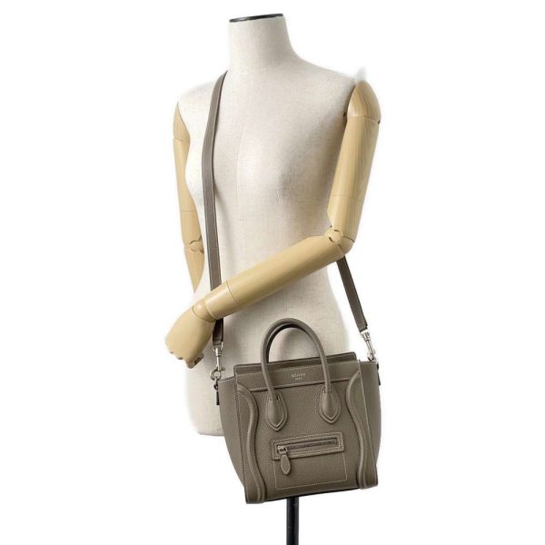 5 Celine Antique Silver Hardware Leather 2way Shoulder Bag Beige